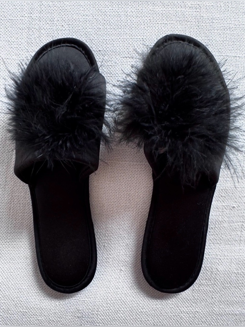 INC Black Faux Fur Slide Slippers Women’s Size 7–8